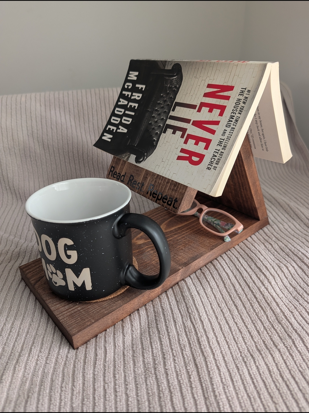 Wooden Book Stand with Coaster